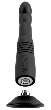 Черный вибратор с поступательными движениями G and P-Spot Thrusting Vibrator - 23 см.